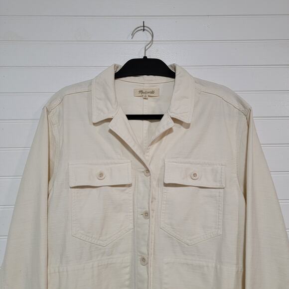 Madewell Size Medium Drakefield Shirt Jacket in Vintage Canvas Boho Pockets Top - Picture 2 of 10